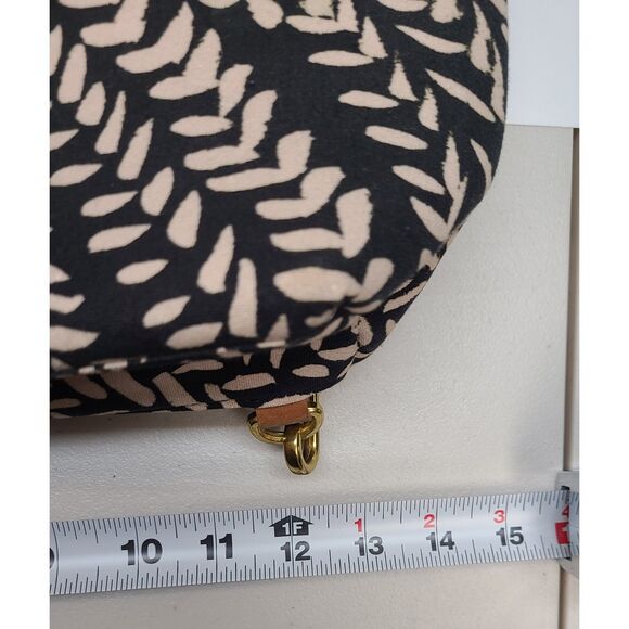 Sseko Designs Canvas Leather Convertible Backpack Tote Bag Black Tan Geometric